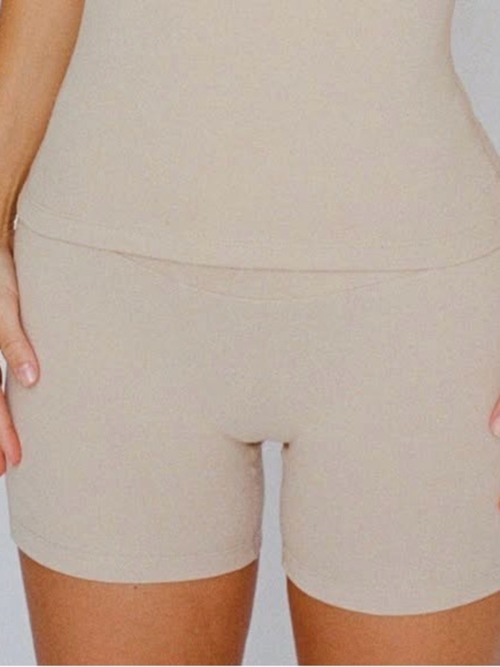 Layere Organic Cotton High Rise 4” Shorts in Oat
